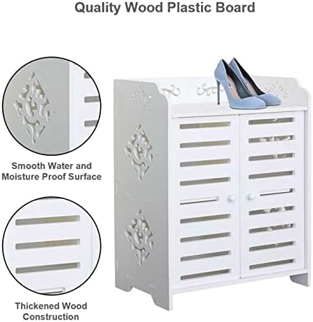Youyijia 3 Tier Wood Plastic Board Shoe Rack 51 * 40 * 23cm Fretwork Storage Shelf for Bathroom Furniture Storage Cabinet