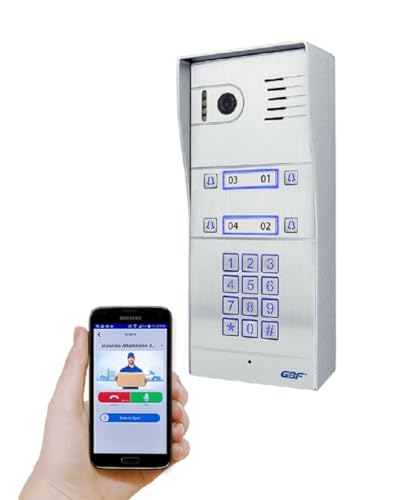 GBF Smart Video Doorbell Intercom for Multi-Unit Apartment Building (4 Units), 4 Household Apartment Video Doorbell, Support Remotely Monitoring, Talking, Unlocking, Checking Missing Calls