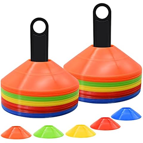 FGBNM 100 Pack Disc Cones, Agility Soccer Cones with Carry Bag and Holder, Soccer Cones for Sports Training, Football, Soccer, Basketball, Coaching, Practice Equipment, 5 Color (100 Pack) Cover