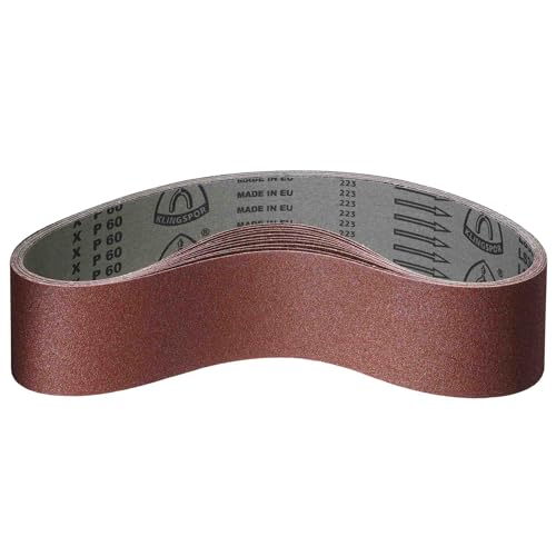 Klingspor Korund Schleifband – 30 x 533 mm – Körnung P100 – 10 Stück – für Holz & Metall – reißfeste halbflexible Gewebeunterlage – Profi-Schleifbänder für Rohrbandschleifer