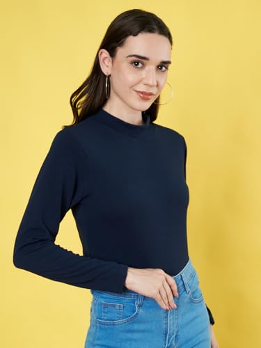 Image of Istyle Can Solid HIgh Neck Full Sleeve Stretchable Slim Fit Top for Women | Tops for Women | high Neck top for Women | Winter Tops for Women