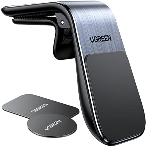 UGREEN Magnetische Handyhalterung Auto mit 2 Metallplatten bis 7,2 Zoll | 5 Starke N52-Magnete, 360° Drehbar, Rückseitiger Clip – Sicherer Halt, Rückstandsfrei, ohne Lüftungsblocka