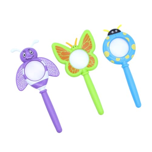 LIOOBO 3Pcs Colorful Plastic Magnifying Glass for Fun Handheld Magnifier for Exploring and Lightweight and Odorless Educational for Boys