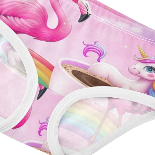 Cotton Girls Underwear Toddler Cute Pink Fantasy Flamingo Unicorn Panties Little Girl Bright Briefs Girls Undies 2t4