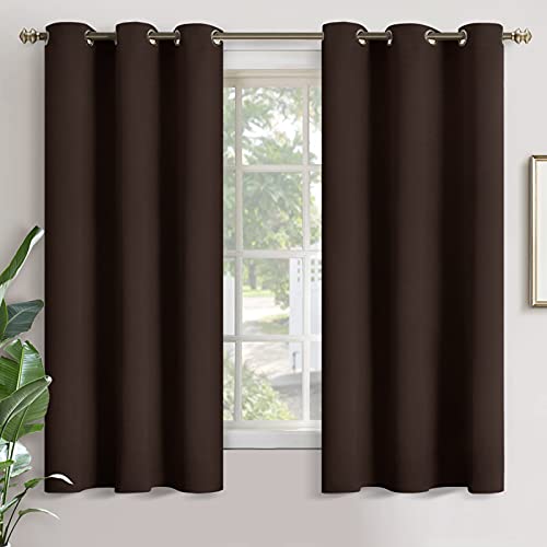 Image of YoungsTex Blackout Curtains 68 Inches Length - Thermal Insulated with Grommet Short Room Darkening Window Drapes for Living Room Bedroom, 2 Panels, Brown, 42 x 68 Inch