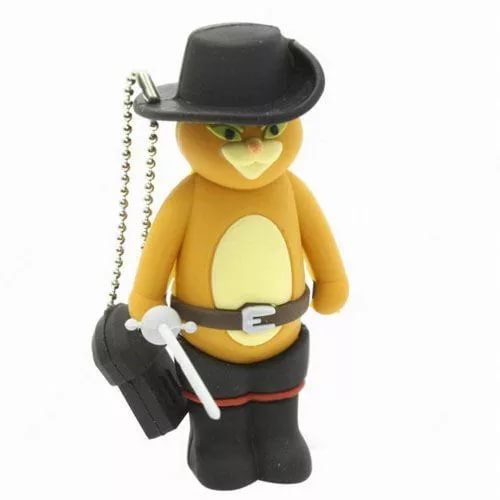 USB Flash Drive Party Gifts for Kids Cartoon Puss in Boots with Keychain Cute Animal 8GB 16GB (8Gb)
