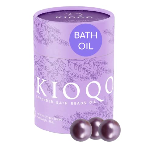 KIOQO Bath Oil Beads for tub 90s Lavender | Bath Pearls Beads with Oil Bulk | Bath Oil Pearls | 100% Natural Bath Oil Pearl for Bathtub Gift Set | Pack of 20