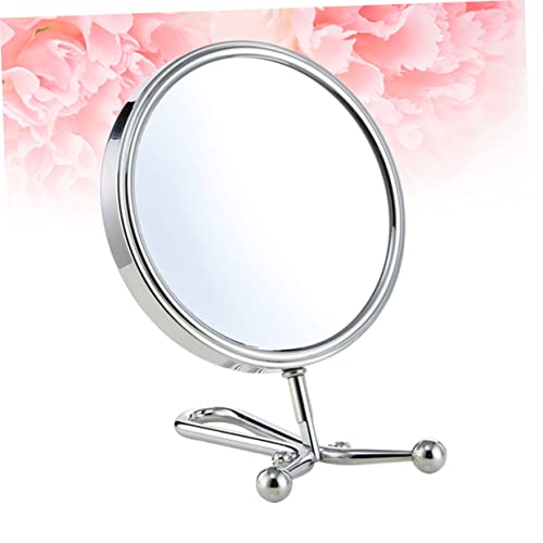 Espejo de Maquillaje Doble Cara Rotatorio para Mujer Plata miniatura 5