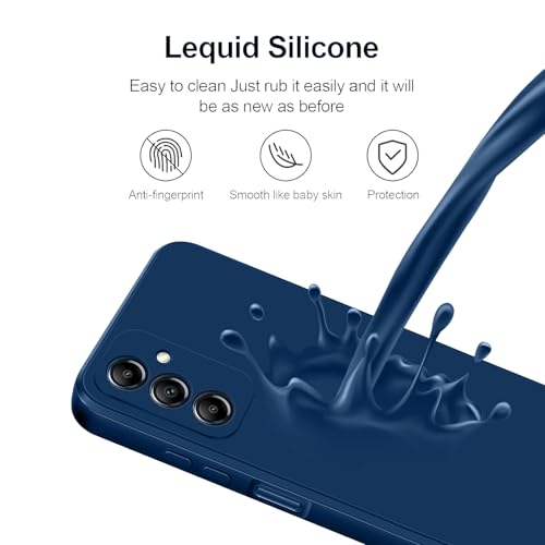 Image of LIRAMARK Silicone Soft Back Cover Case with Micro-Fibre Cloth On Inner Side for Samsung Galaxy A14 5G (Blue)