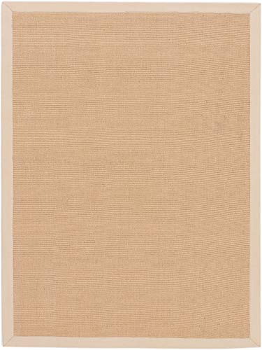 carpetfine Sisalteppich Naturfarbe 60x110 cm handgewebt mit Bordüre aus Baumwolle in Beige |...