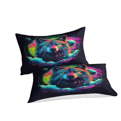 Parure de lit loup housse de couette anti-transpensation microfibre douce lit double 200x200 - 6