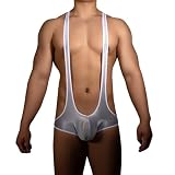 YEMYIQZ Men's Sissy Thong Bodysuits Wrestling Singlet Leotard Athletic Jumpsuits Shapewear Underwear Thongs One Piece Bikini (Blue, One Size)