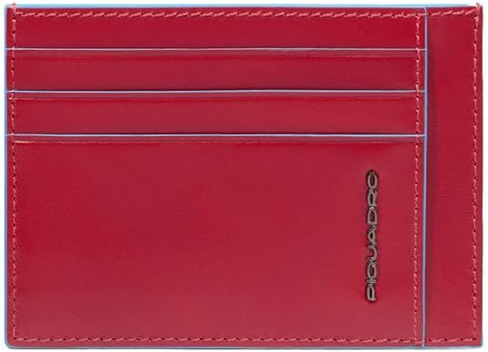 Blue Square Credit Card Holder with 6 Credit Card Slots, 11 cm, 0.27 litres, Red