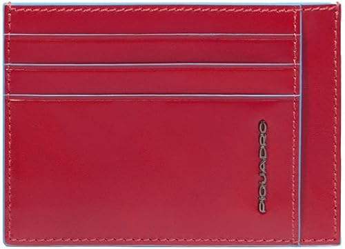 Piquadro Estuche para tarjetas de crédito para hombre, impresión, talla única, Rojo -, Estuche para tarjetas de crédito Mahogany,Rojo