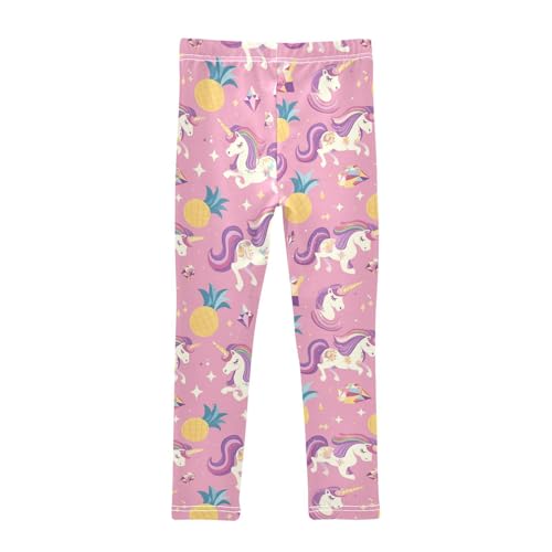Cute Unicorns Girls' Leggings Toddler Doodles Diamonds Pineapples Kids Yoga Pants Dance Active Tights 4T2