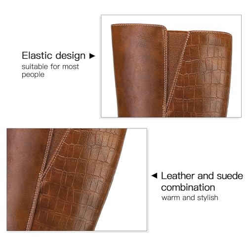 mysoft Women's Knee High Boots Chunky Heel Boots with Zipper3