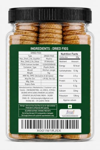 Image of Kitchen Jungle Dry Figs | Anjeer Afghani Medium Size (1000 Grams)
