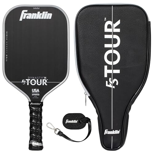 Franklin Sports Pro Pickleball Paddle Set - FS Tour Series Carbon Fiber Pickleball Paddle, Paddle Cover + Paddle Eraser - Official USA Pickleball (USAPA) Approved Paddle Set - Dynasty 14mm Core - Grey