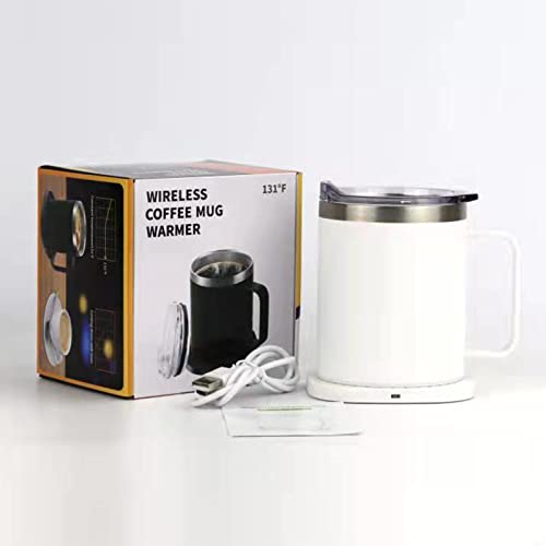 Coffee Mug Warmer Set,Upgrade Double Stainless Steel Coffee Cup Warmer With Mug,Heated Coffee Mug With Wireless Charge For Home Office Desk Use,12 Oz,Keeps Warm Up 131°F/55°C #TOP5