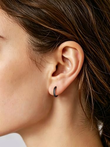 Image of Silvora 14K Gold Plated Huggie Hoop Earrings for Women, Small Sterling Silver Hoops, Hypoallergenic Cartilage Earrings for Sensitive Ears 8 /10 /12 /14 /16 /18 /20MM