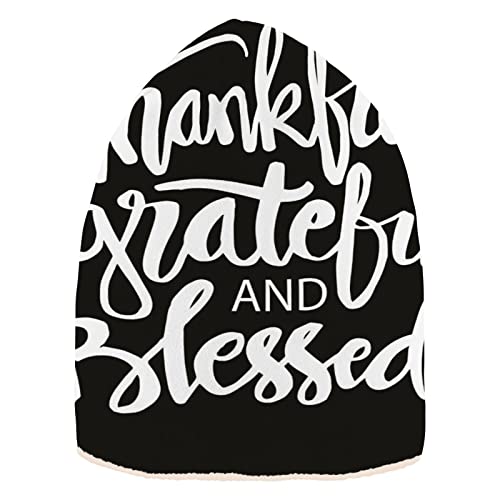 RPLIFE Sombreros de invierno para mujer, a la moda, tela de terciopelo para hombre, gorro de invierno - Thankful Grateful Blessed, Gracias Grateful Blessed, talla única