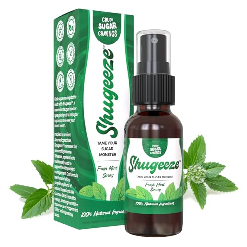 SHUGEEZE Sugar Craving Suppressant Mint Oral Spray - Fast-Acting All-Natural Formula with Gymnema Sylvestre Extract - Sugar Blocker Supplement for Appetite Control - 1 oz