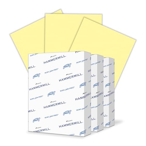 Image of Hammermill Colored Paper, 20 lb Canary Printer Paper, 8.5 x 11-3 Ream (1,500 Sheets) - Made in the USA, Pastel Paper