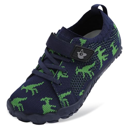 LeIsfIt Kids Girls Boys Shoes Wide Barefoot Shoes Kids Anti-Slip Sneakers Lightweight Hiking Sneakers for Toddler Little Big Kid NavyDinosaur 2 Big Kid