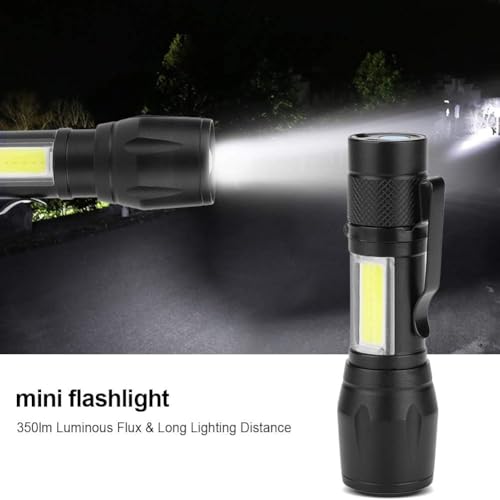 Image of Panther Rechargeable Mini LED Torch | 400 Lumens XPE + COB LED with Zoom 3 Modes Aluminium Housing Micro USB Charging Portable Torch for Camping, Emergency, Bicycle and Vehicle