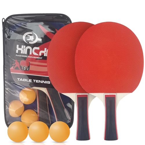 Sudnsadaks Tischtennisschläger Set, Ping Pong Set 2 Tischtennis-Schläge + 3 Tischtennis-Bälle+...