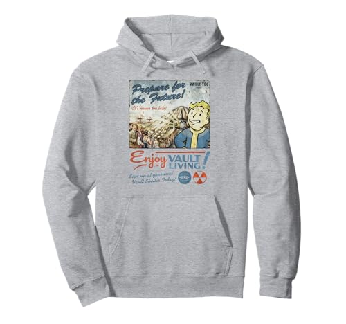 Image of Fallout Video Game Enjoy Vault Living Vault-Tec Retro Ad Pullover Hoodie