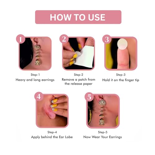 Image of Solitude 80 Pcs Invisible Ear Lobe Support Patches for Earrings & Big Jhumkas Earlobe Tapes & Stickers Transparent Earring Supporter for Girls & Women Heavy Earrings