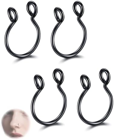 4Pcs Septum Falso, Piercing Nariz Falso, Piercing Falso, Acero Qu...