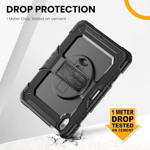 Timecity iPad Air 11インチ ケース (2025新モデル) 耐衝撃 三層保護 360回転スタンド 保護フィルム ハンド&ショルダーストラップ ペン収納付き 仕事 現場 傷防止 頑丈 2025/2024 iPad Air11インチ ケース M3/M2チップ 保護カバー (ブラック)（適格請求書発行可能）