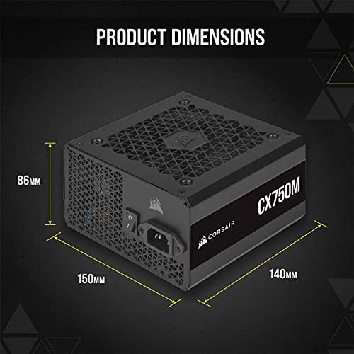 Image of CORSAIR CX750M 80 Plus Bronze Semi-Modular Low-Noise ATX 750 Watt Power Supply - NA - Black