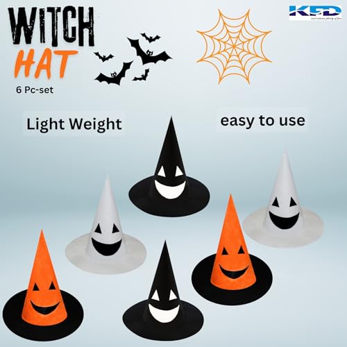 Image of Kaku Fancy Dresses Witch Hat for Girls, Witch Costume Accessory for Halloween Party Prop Multicolor Witch Hat