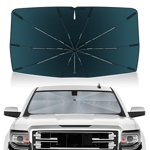 Image of Autorder Windshield Sun Shade Umbrella for 2014-2018 Chevrolet Chevy Silverado /GMC Sierra 1500 2500 3500 Accessories, Upgraded Ice Crystal Material, Umbrella Sunshade for Car Windshield Sun Blocking