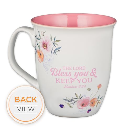 Taza de cerámica blanca y rosa 14 oz con mensaje inspirador miniatura 6