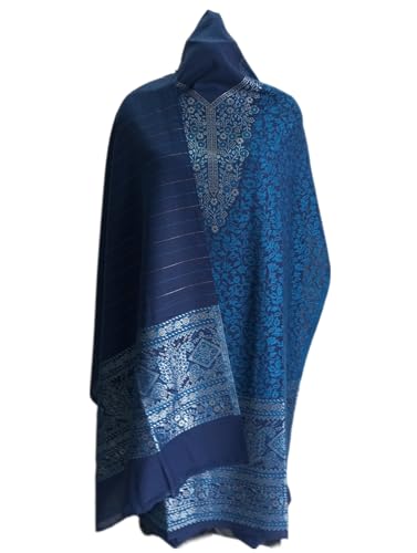 Image of Womens designer woolen suit for women with salwar and kashmiri shawl winter wear kani unstitched fabric set, stylish kurta pant set woollen dress material for women by pure pashmina wooltex