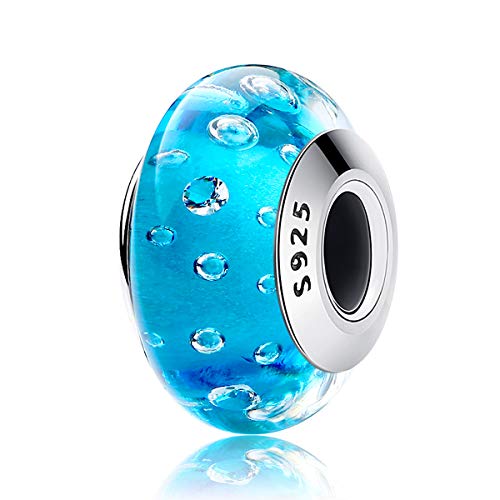 Preisvergleich Produktbild EMEMcharm Muranoglas Charm Damen Bead Silber 925 Kristall GM15 (Blau)