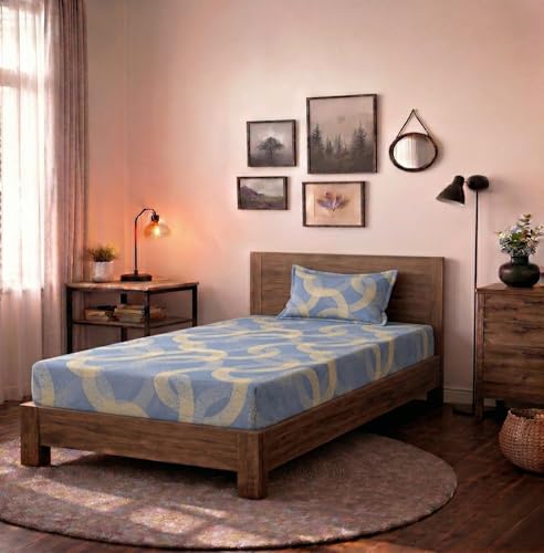 Image of HOMEKART (110 TC & 110 GSM 100% Cotton Feel Bedsheet for Single Bed with One King Size Pillow Covers Soft /Breathable Wrinkel Free -60x90 Inches - (Beig)