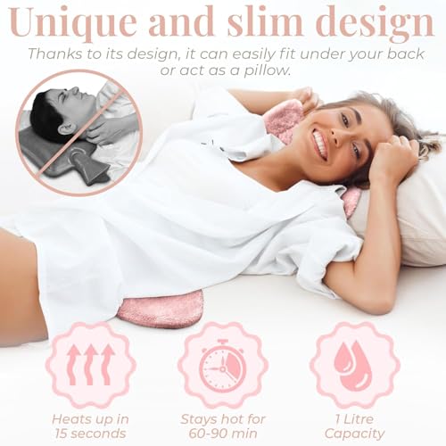 Image of Heart Shape Hot Water Bottle with Soft Cover 1000ml | Durable Hot Bags for Pain Relief Menstrual,Period Cramps | Ideal for Back & Neck Pain Relief - for Women, Seniors & Kids,1litres,(pink)