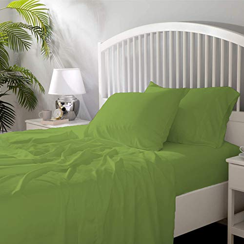Image of YRM Bedding's - Egyptian Cotton Bedsheet 400-TC Premium Hotel Quality 1 Bedsheet (102x108) + 2 Pillow Covers (18x28) - (King Size, Olive Green Color)
