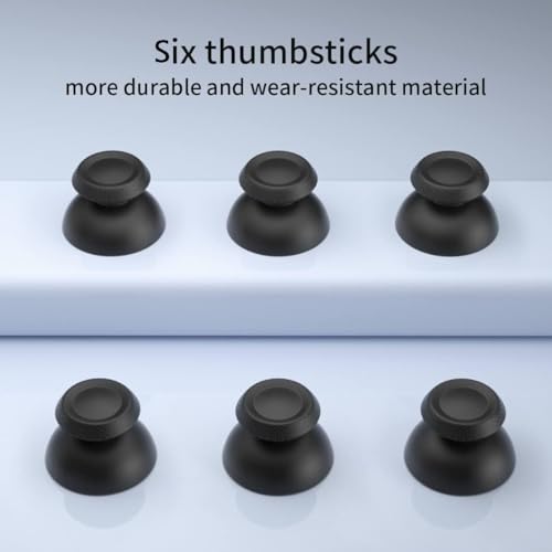 6 x PS5 Denetleyicisi için Yedek Parmak Çubuğu, Analog Joystick Kavrama Yedek Parçaları, Playstation 5 Dualsense Denetleyicisi için Onarım Kiti ile, Siyah