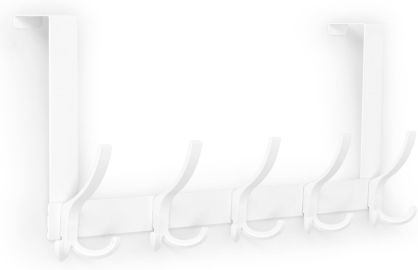 over the door hooks for hanging, over the door hanger with 5 triple coat hooks, over the door towel rack for bathroom, door hanger hooks for coat, bags and hat (white, 1 pack) 1 pack white