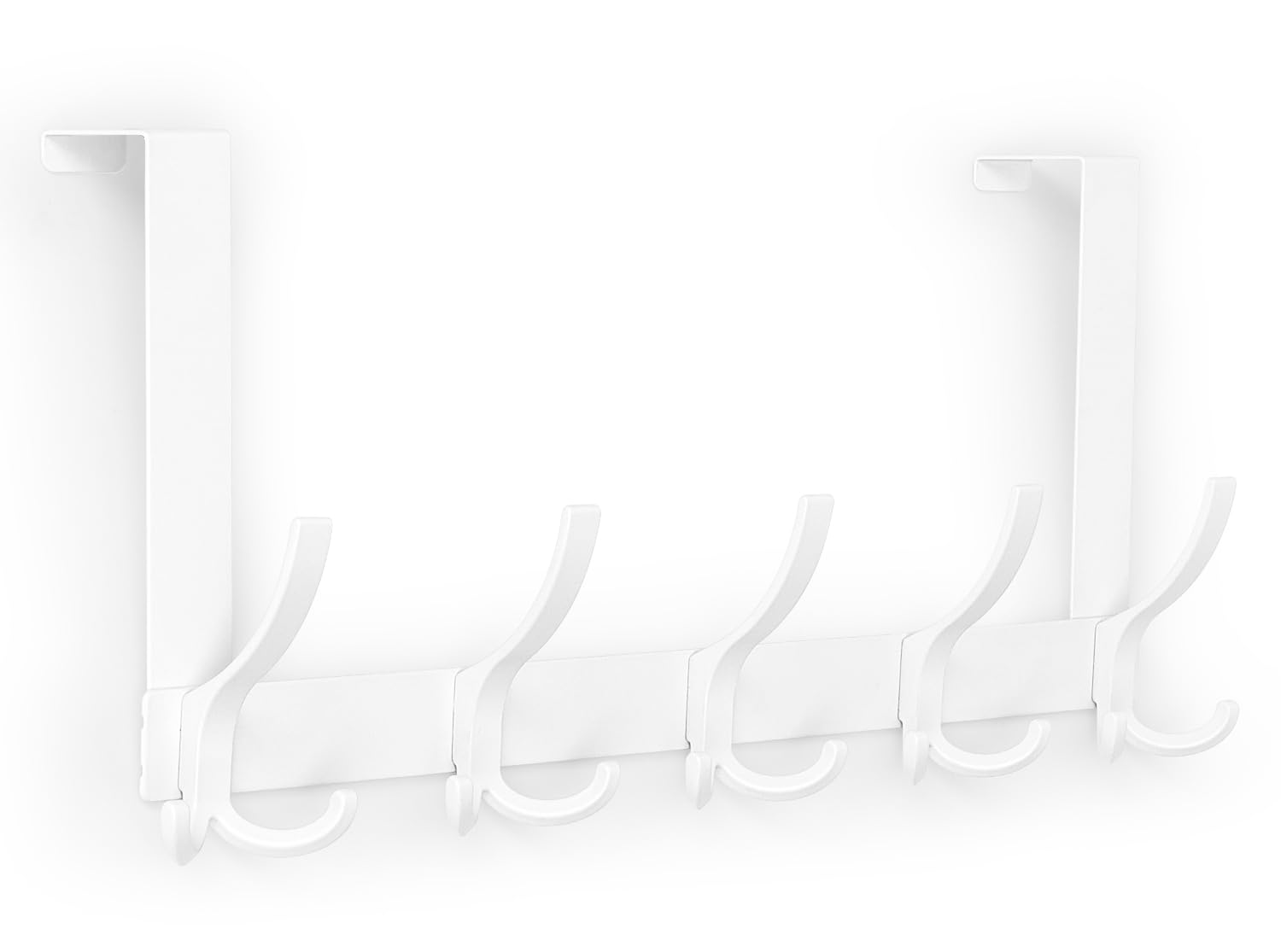 Optish Door Hanger Hook, Over The Door Hooks for Hanging, Over The Door Towel Racks for Bathroom, Over The Door Hanger - 5 Triple Hooks for Towel, Clothes and Hat (White, 1 Pack)