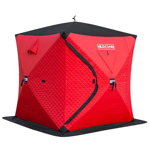 DARCHEN Insulated 3-Layer Ice Fishing Tent - Shelter for 3-4 Persons - Thermal Ice Shanty with Insulated Layer - Winter Fishing Gear