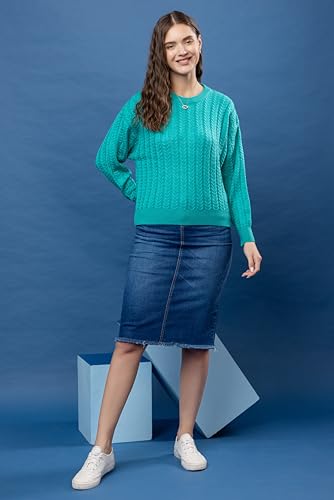 Image of Wear lusso Women's Woolen Cable Knit Pullover Sweater | Full Sleeve Round Neck Winter Wear | 100% Wool Soft & Warm Stylish Sweater for Girls, Ladies & Women | Cozy Casual Winter Fashion