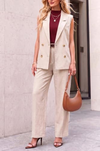 Image of Arach&Cloz Women's Wool Blend Mock Neck Sweaters Vest Business Casual Lightweight Trendy Tops Summer Outfits 2026