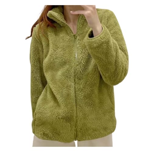 GOSEAGOTOFUN Fleece Jacket Women Zip Up High Neck Fuzzy Jackets Casual Long Sleeve Warm Coats Fall Winter Fashion Outerwear 02-Mint Green X-Large - image 2